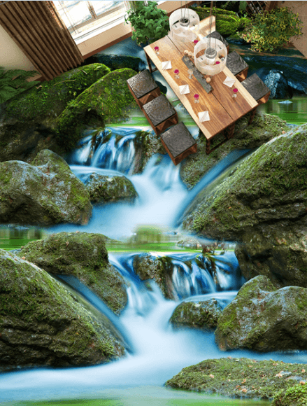 3D Flowing Stream Floor Mural Wallpaper AJ Wallpaper 2