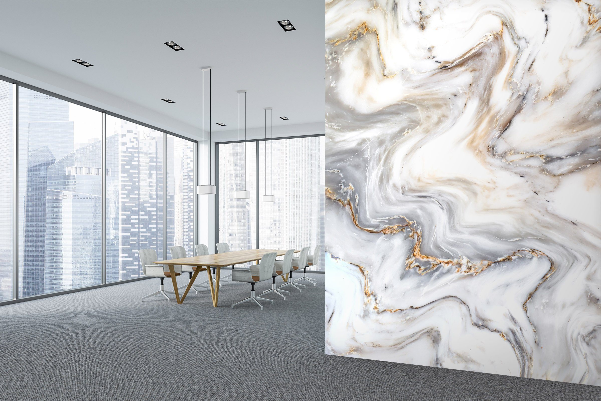 3D White Smoke 027 Marble Tile Texture Wallpaper AJ Wallpaper 2