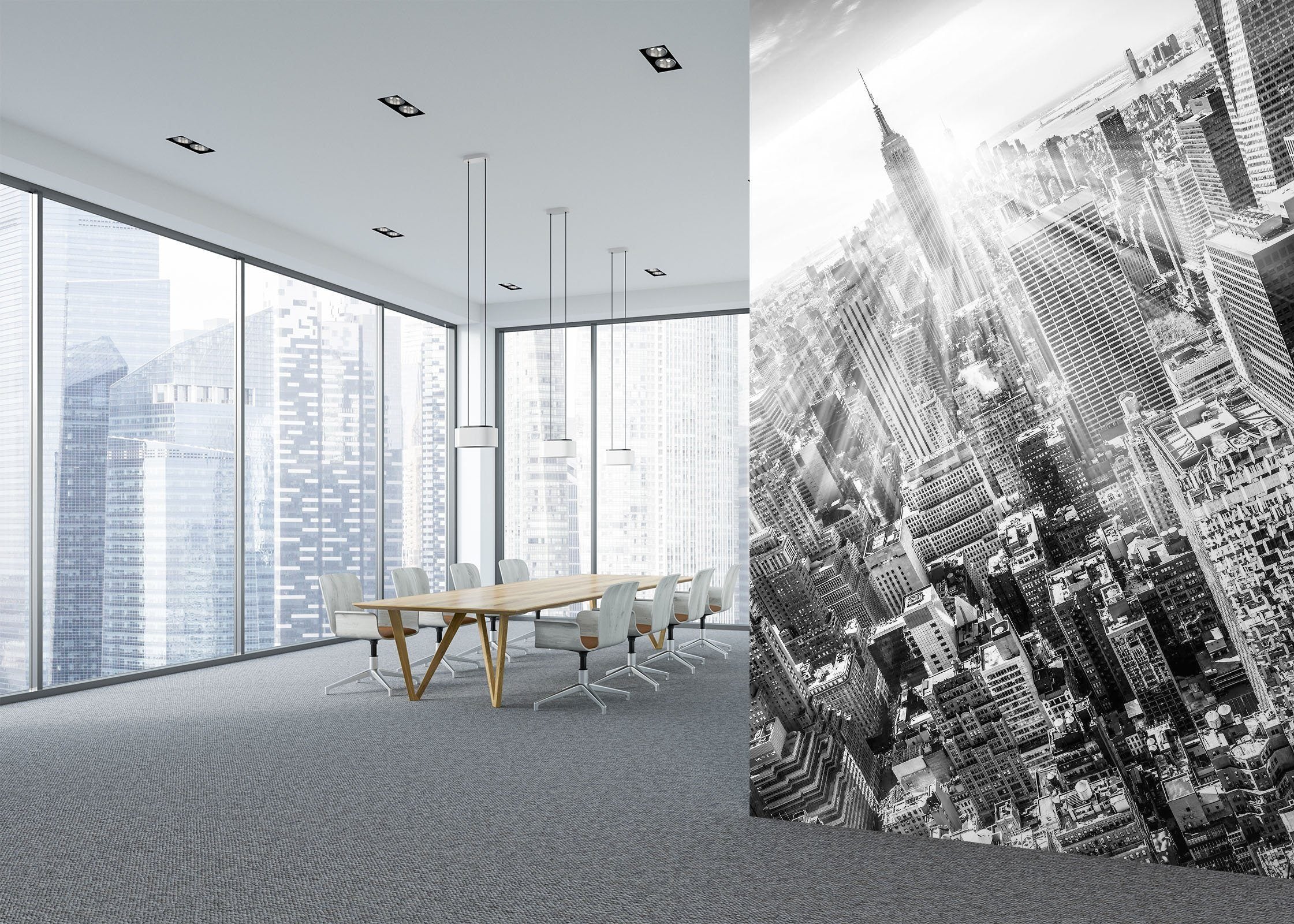 3D Black and white city buildings with sunshine 17 Wall Mural Wallpaper AJ Wallpaper 2