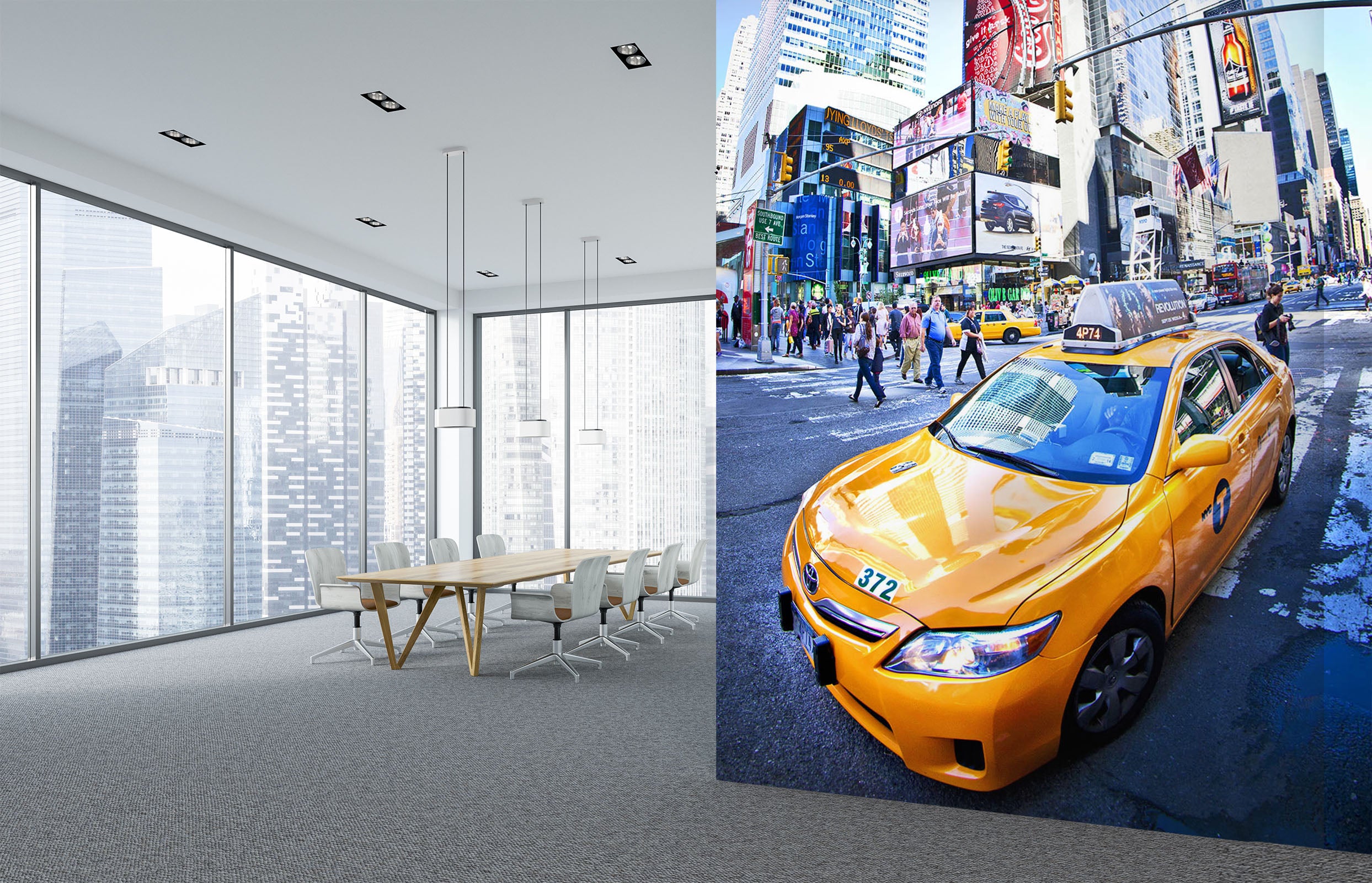 3D City Taxi 444 Vehicle Wall Murals
