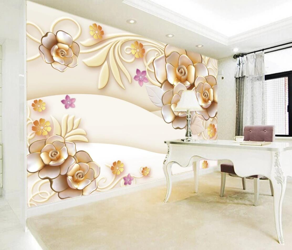 3D Yellow Flower WC965 Wall Murals Wallpaper AJ Wallpaper 2