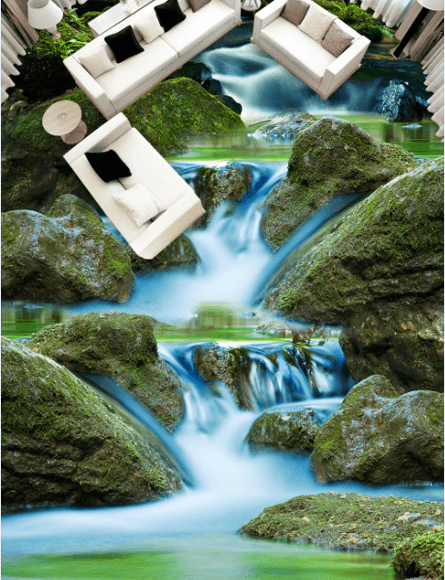 3D Flowing Stream Floor Mural Wallpaper AJ Wallpaper 2