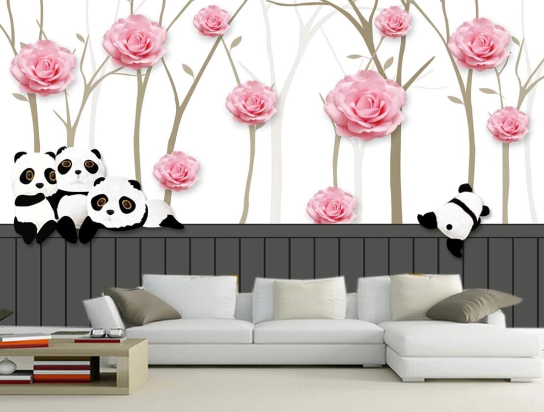 3D Rose Panda WC987 Wall Murals Wallpaper AJ Wallpaper 2