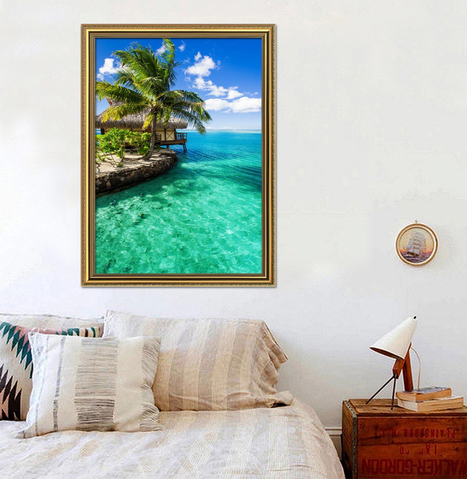 3D Seaside Room 029 Fake Framed Print Painting Wallpaper AJ Creativity Home