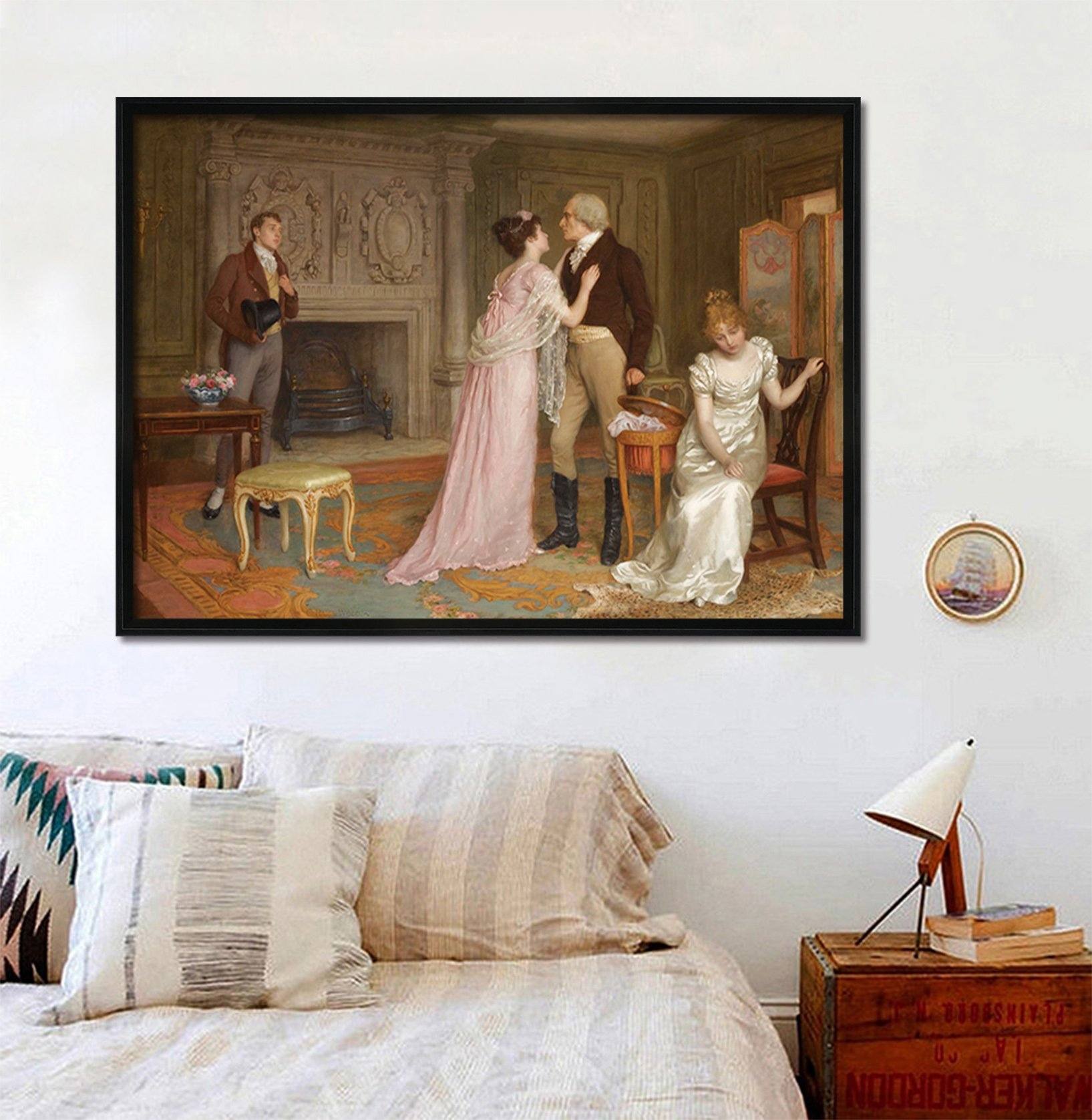 3D Reluctantly Parting 049 Fake Framed Print Painting Wallpaper AJ Creativity Home
