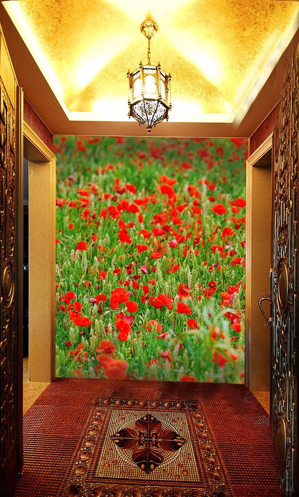 Red Flowers Field Wallpaper AJ Wallpaper