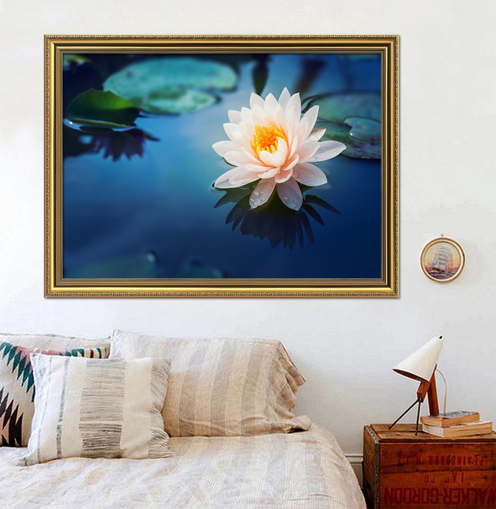 3D Lotus Pond 103 Fake Framed Print Painting Wallpaper AJ Creativity Home