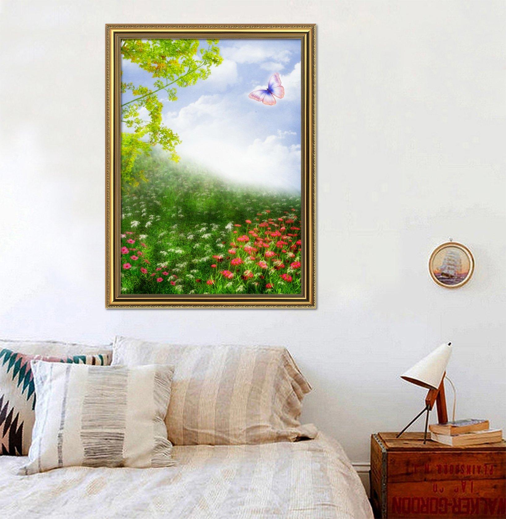 3D Butterfly Flying 009 Fake Framed Print Painting Wallpaper AJ Creativity Home