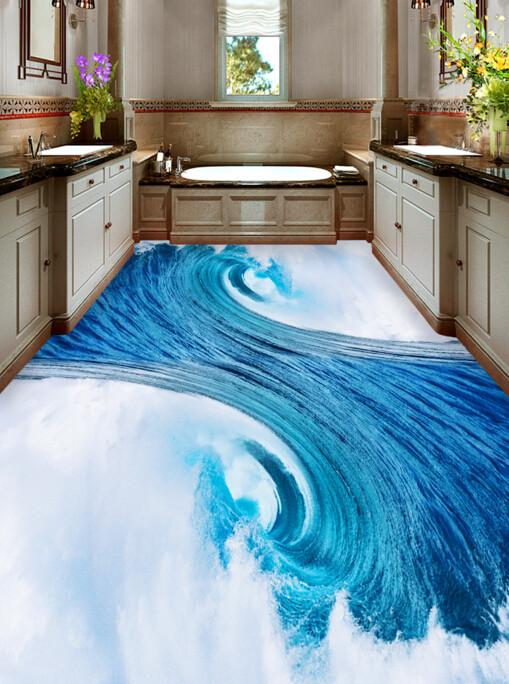 3D Wave Texture Floor Mural Wallpaper AJ Wallpaper 2
