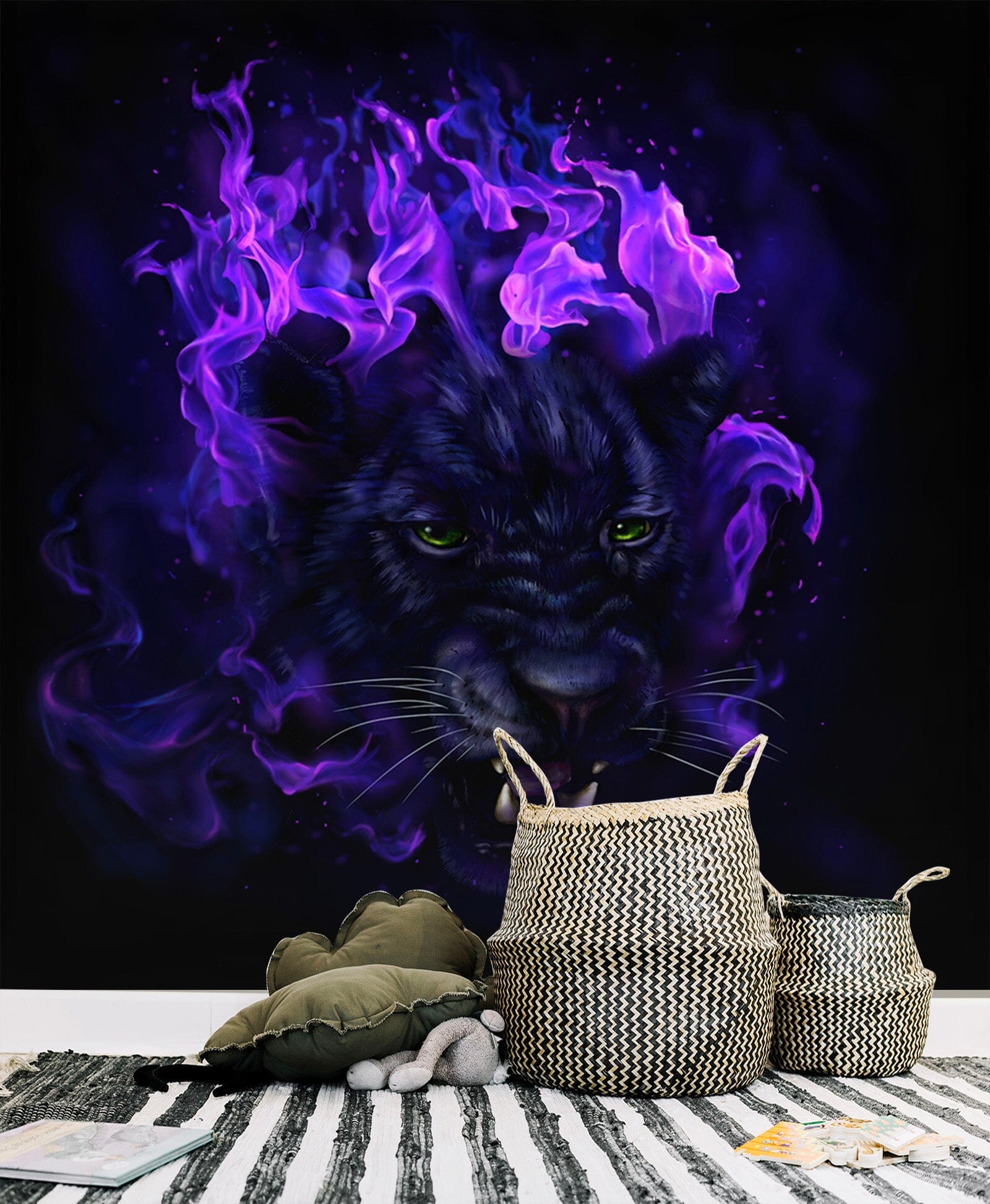 3D Purple Tiger 330 Wall Murals Wallpaper AJ Wallpaper 2