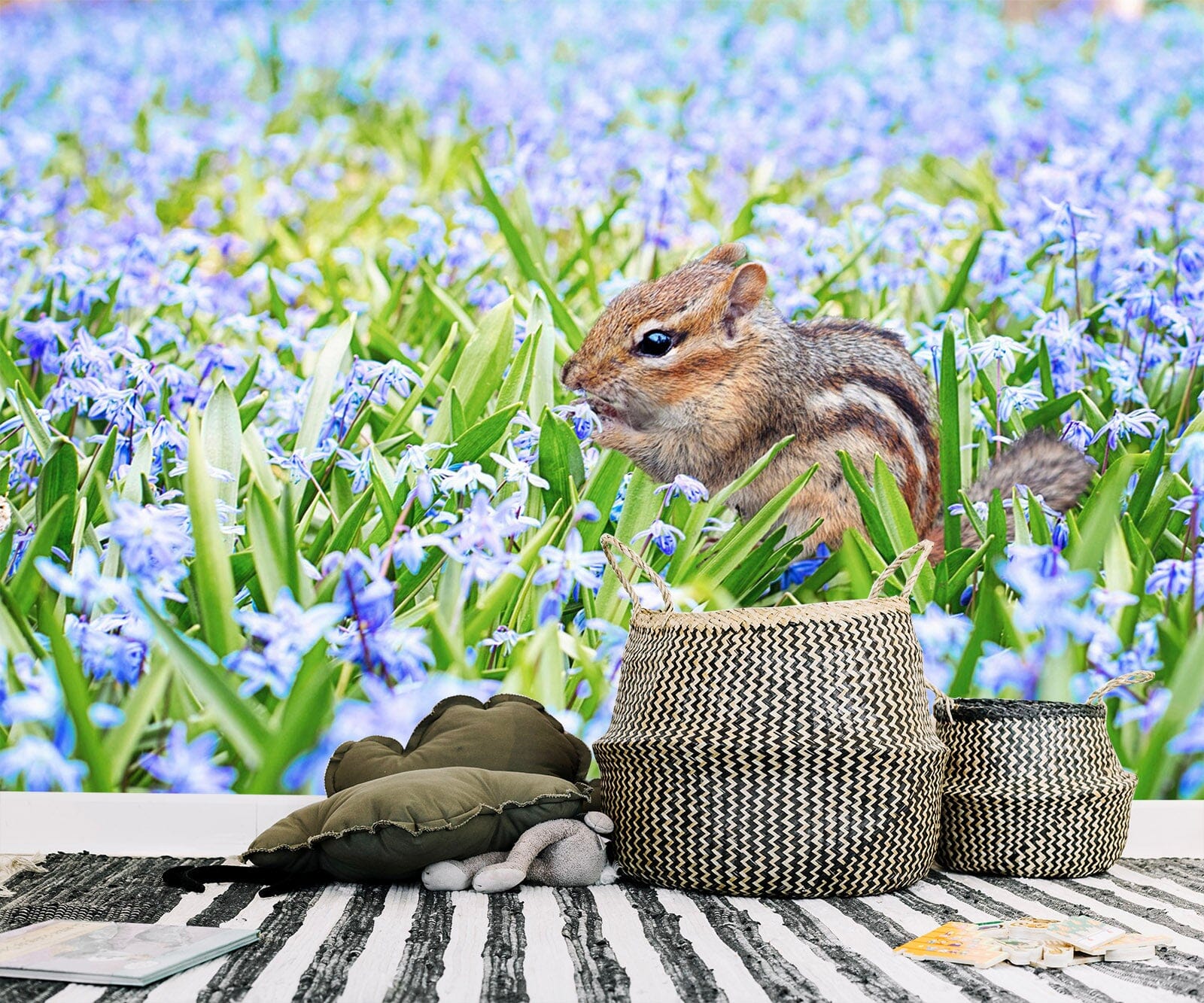 3D Flower Squirrel 148 Wall Murals Wallpaper AJ Wallpaper 2