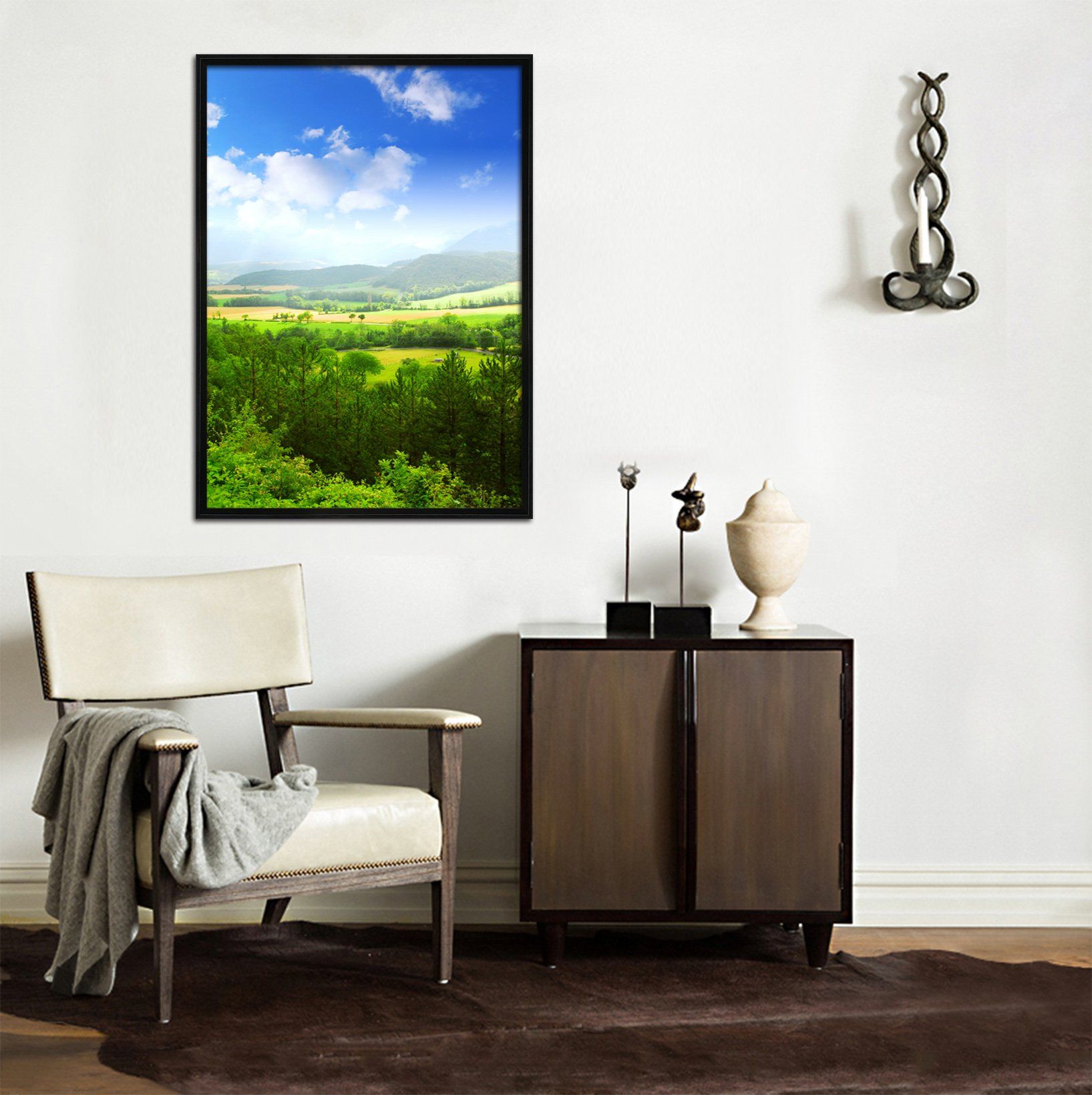 3D Forest Field 027 Fake Framed Print Painting Wallpaper AJ Creativity Home