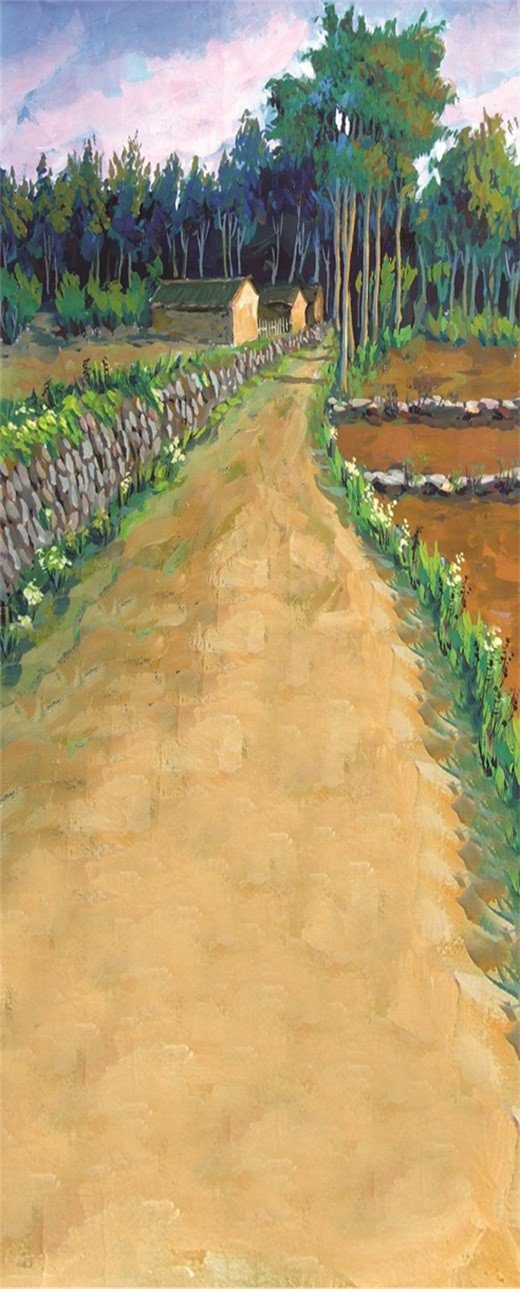 3D folk House Road painting door mural Wallpaper AJ Wallpaper