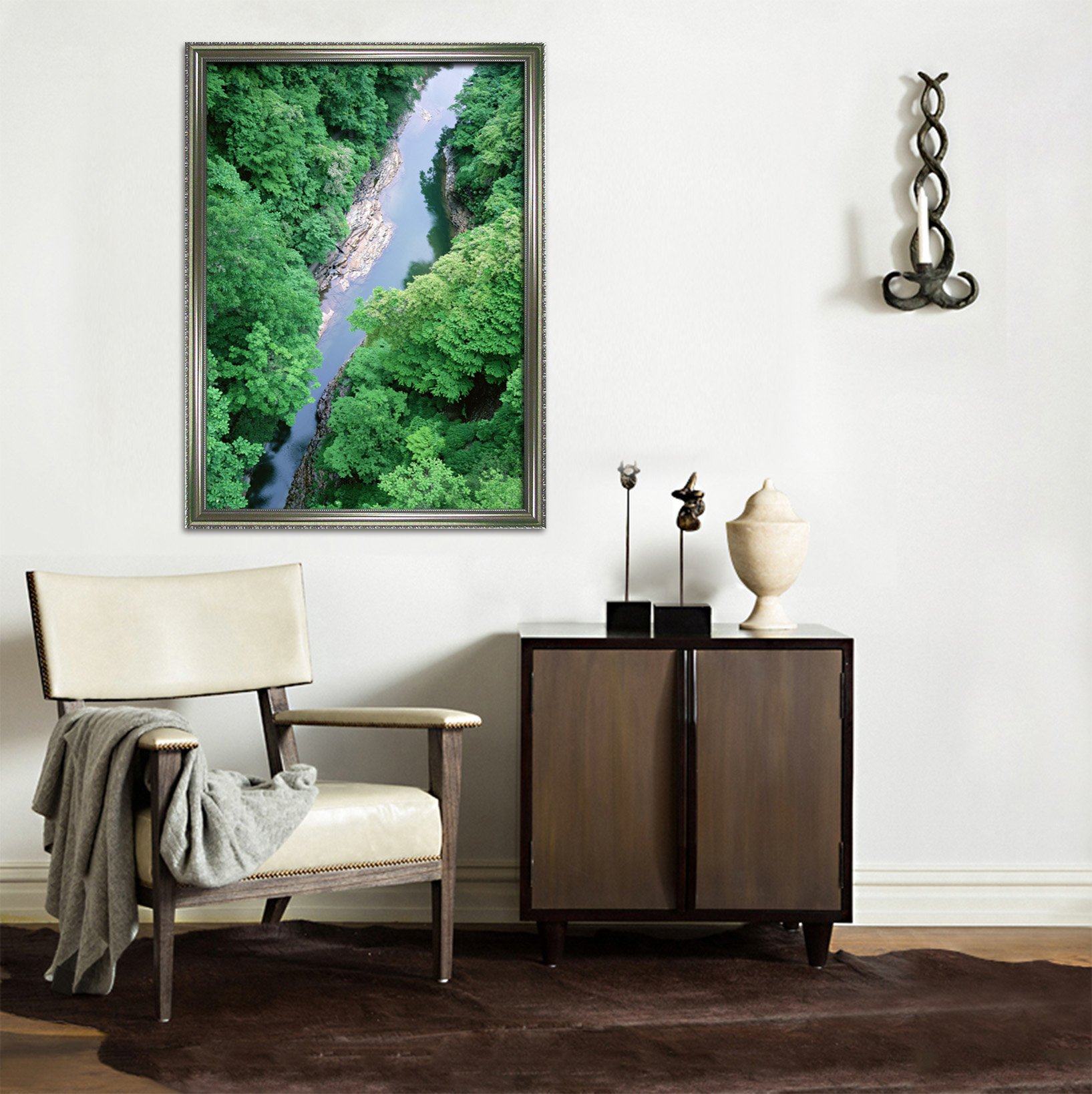 3D Forest River 037 Fake Framed Print Painting Wallpaper AJ Creativity Home