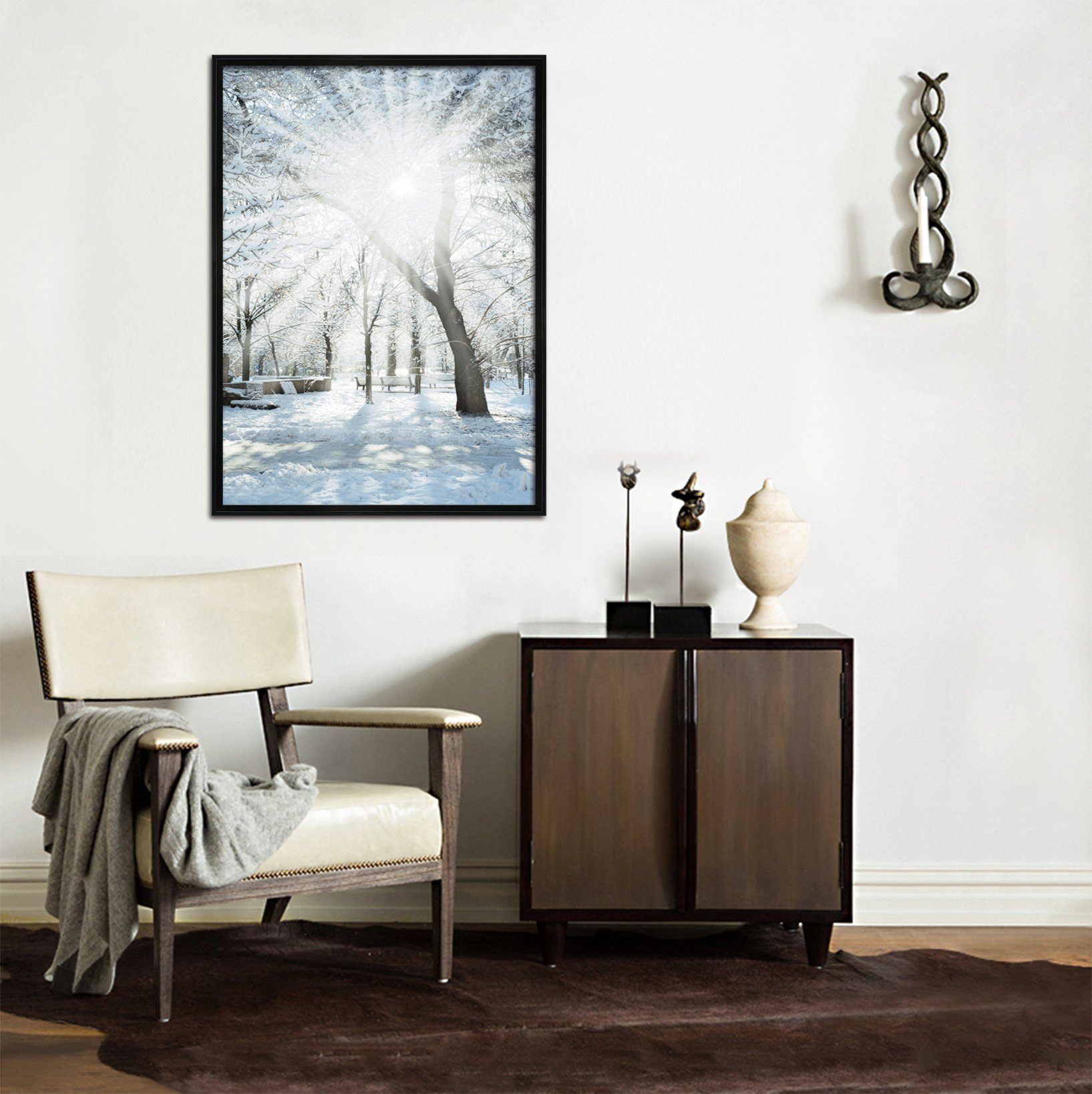 3D Snow Tree 026 Fake Framed Print Painting Wallpaper AJ Creativity Home