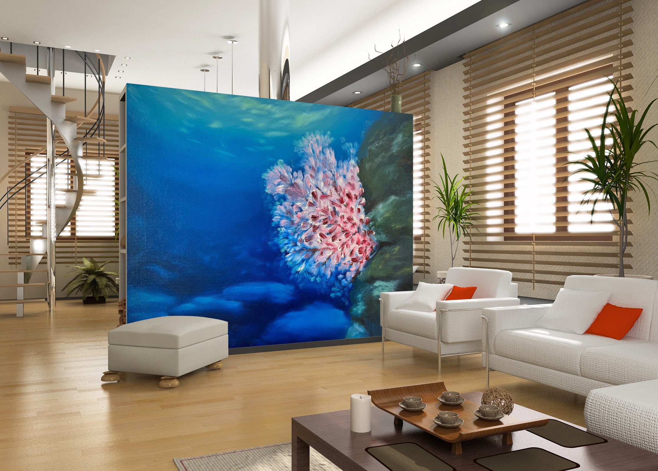 3D Seabed Pink Coral 9823 Marina Zotova Wall Mural Wall Murals