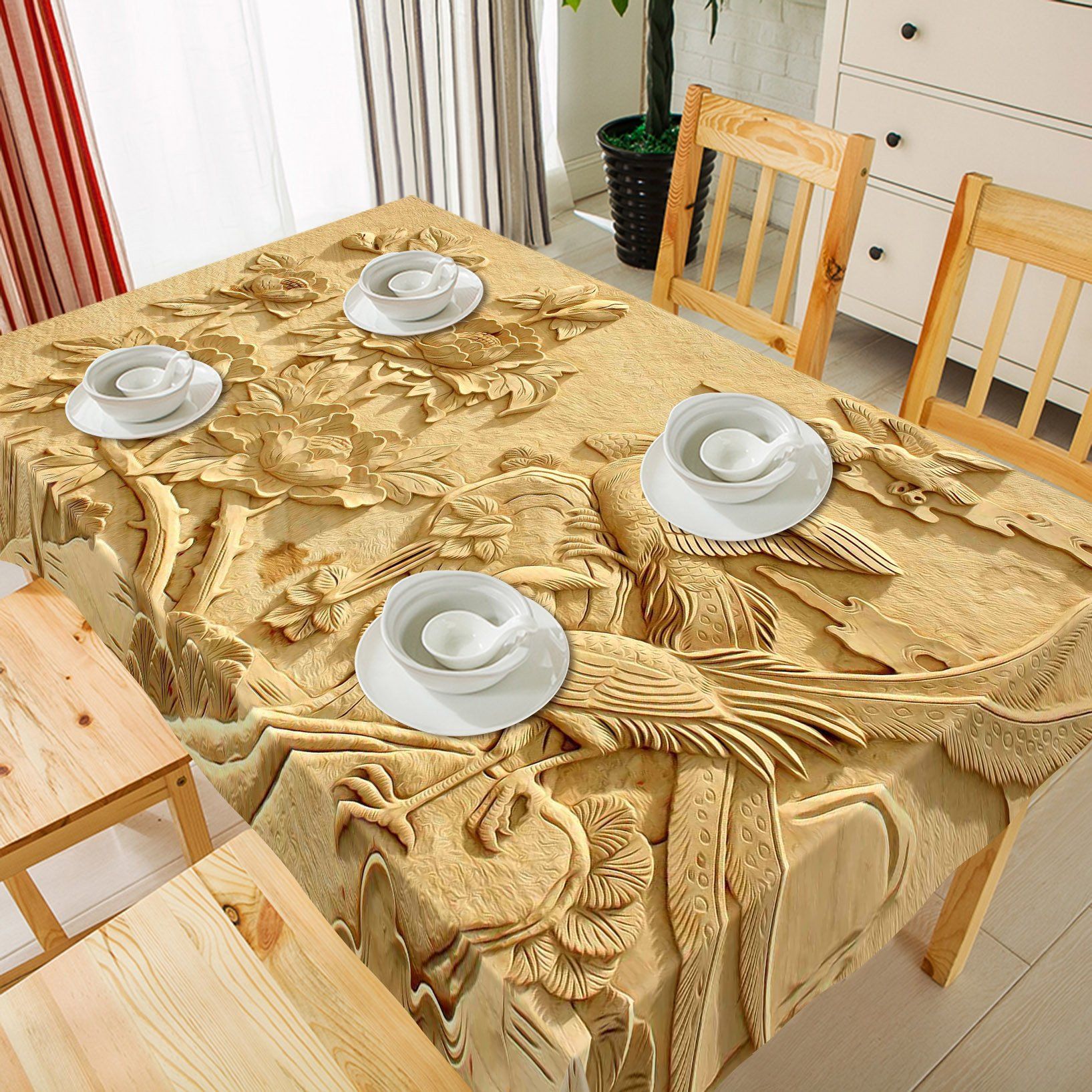 3D Delicate Carvings 169 Tablecloths Wallpaper AJ Wallpaper