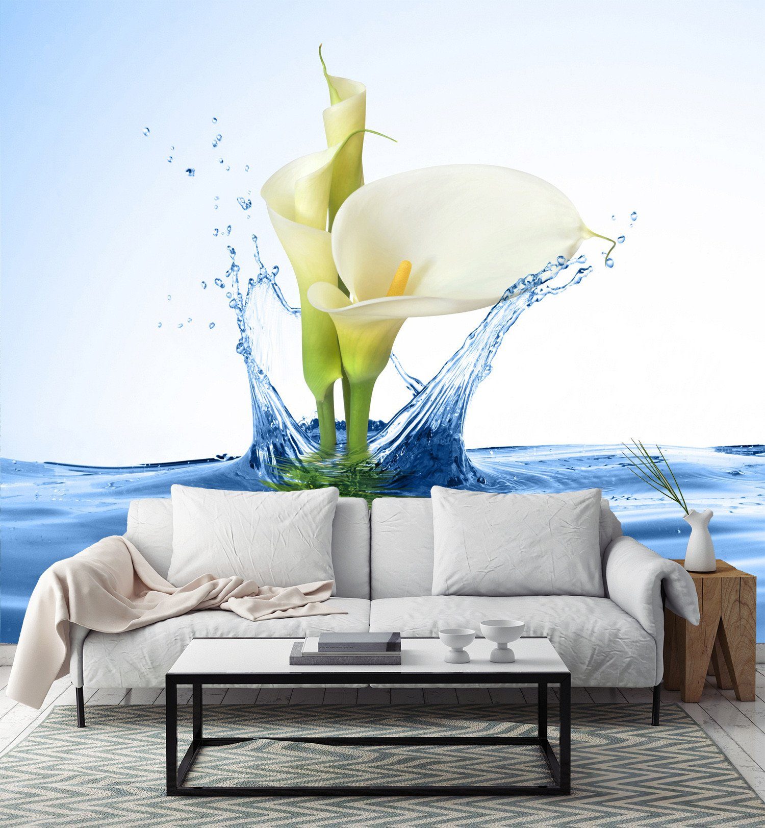 3D White Lily Blossoming On Water 6 Wallpaper AJ Wallpaper