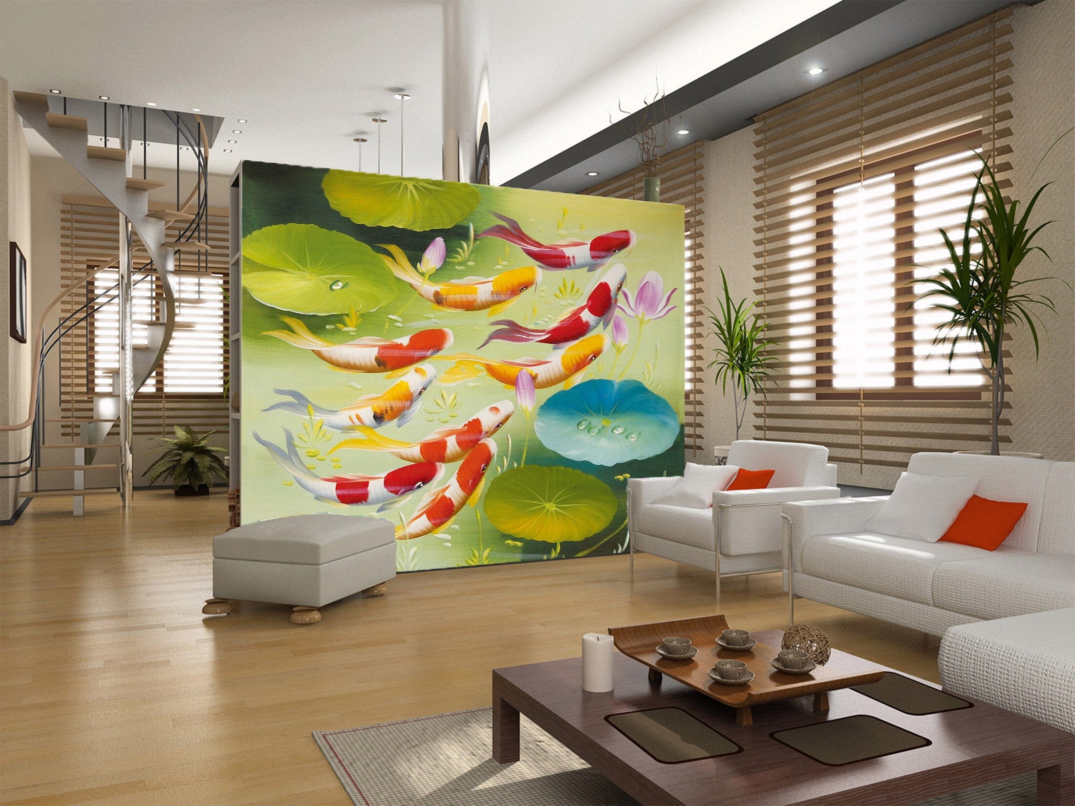 3D Goldfish Pond 1009 Wall Murals Wallpaper AJ Wallpaper 2