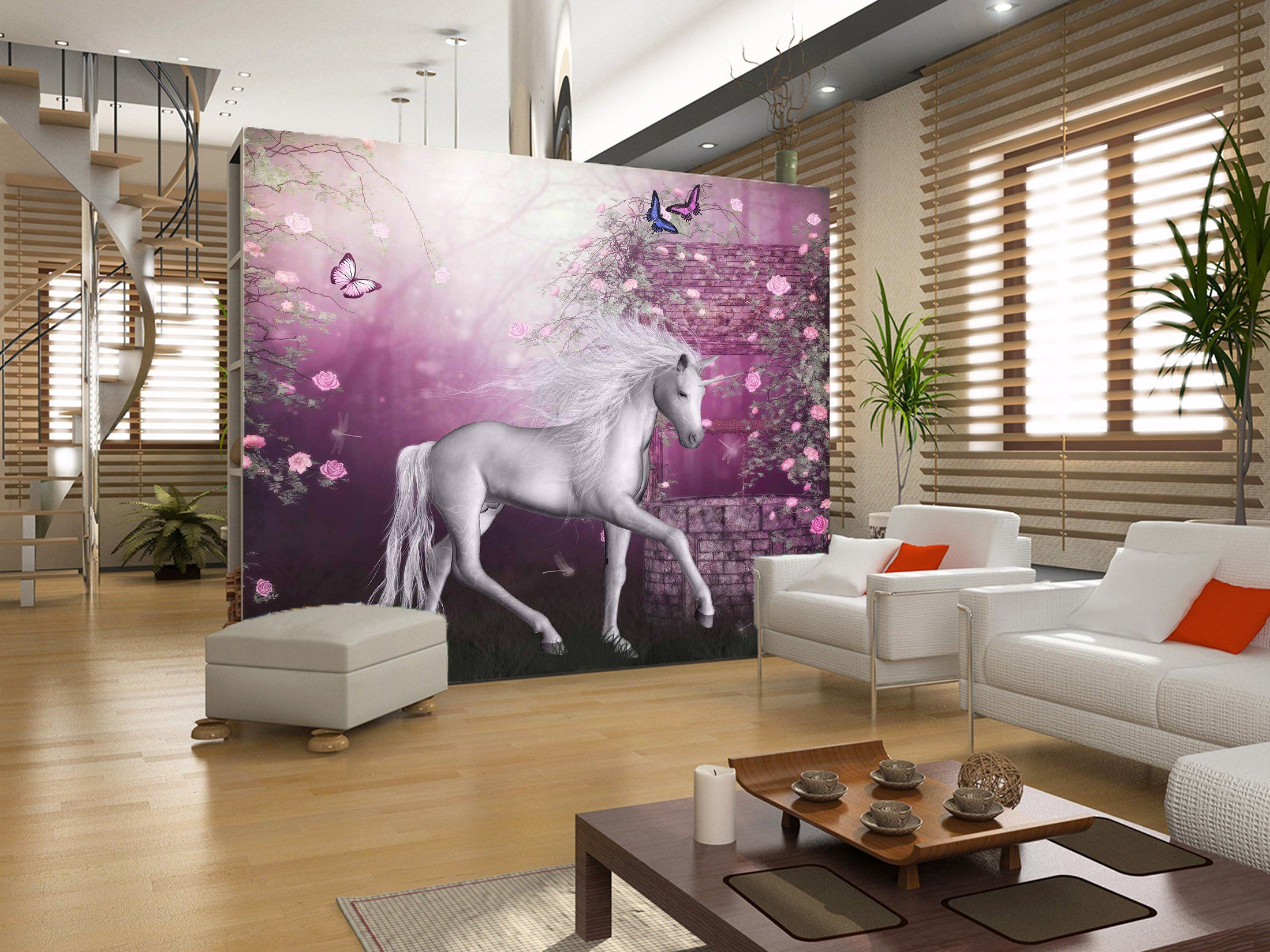 3D Butterfly Star Unicorn 269 Wallpaper AJ Wallpaper