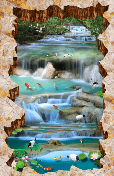 3D Forest Stream Floor Mural Wallpaper AJ Wallpaper 2