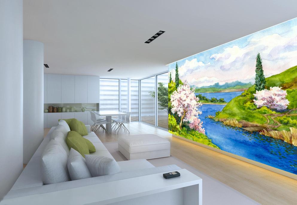 Peach Tree River Flowing 728 Wallpaper AJ Wallpaper