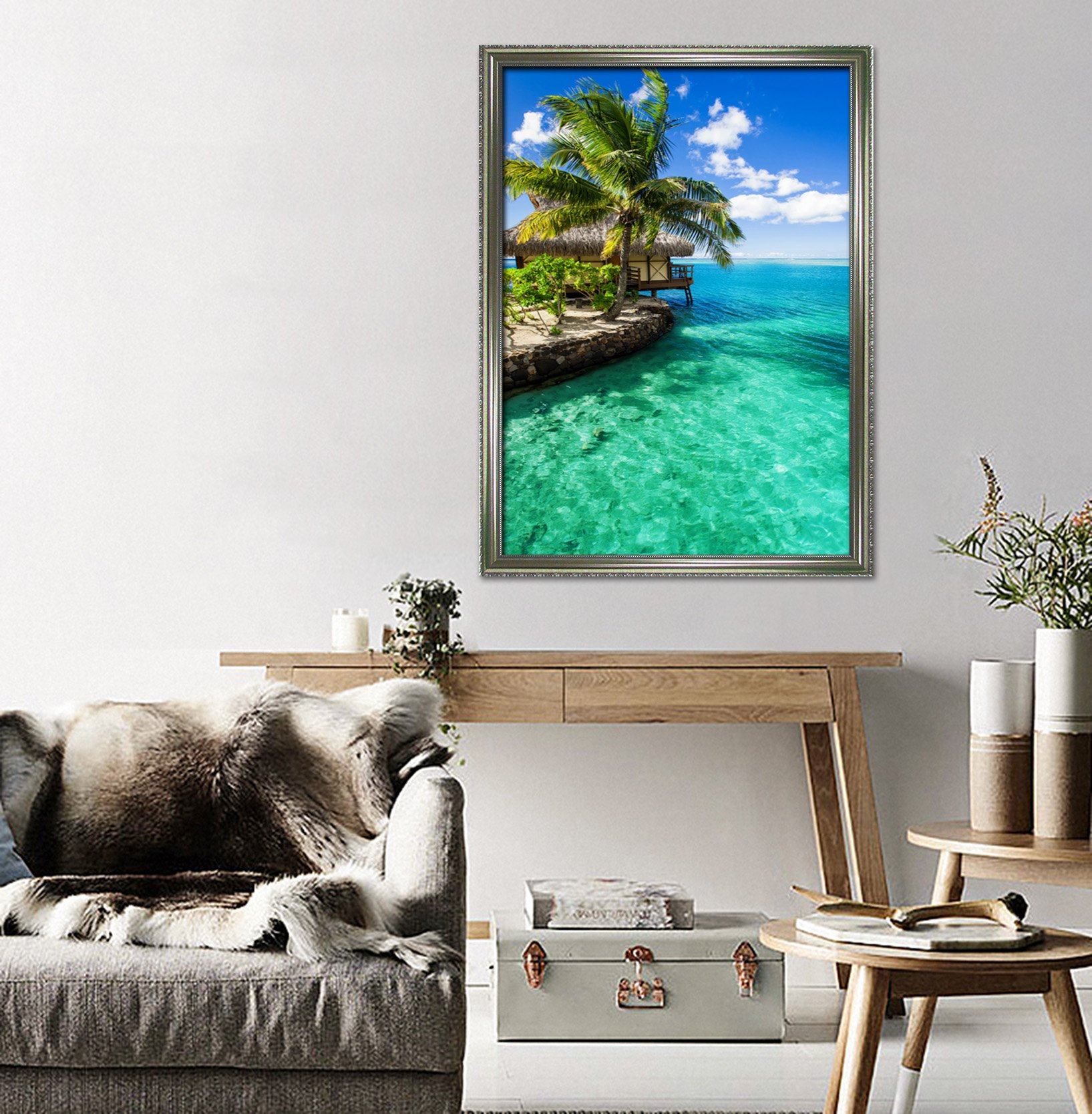 3D Seaside Room 029 Fake Framed Print Painting Wallpaper AJ Creativity Home