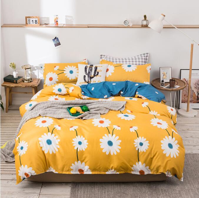 3D Yellow Bottom Small White Flowers 13011 Bed Pillowcases Quilt