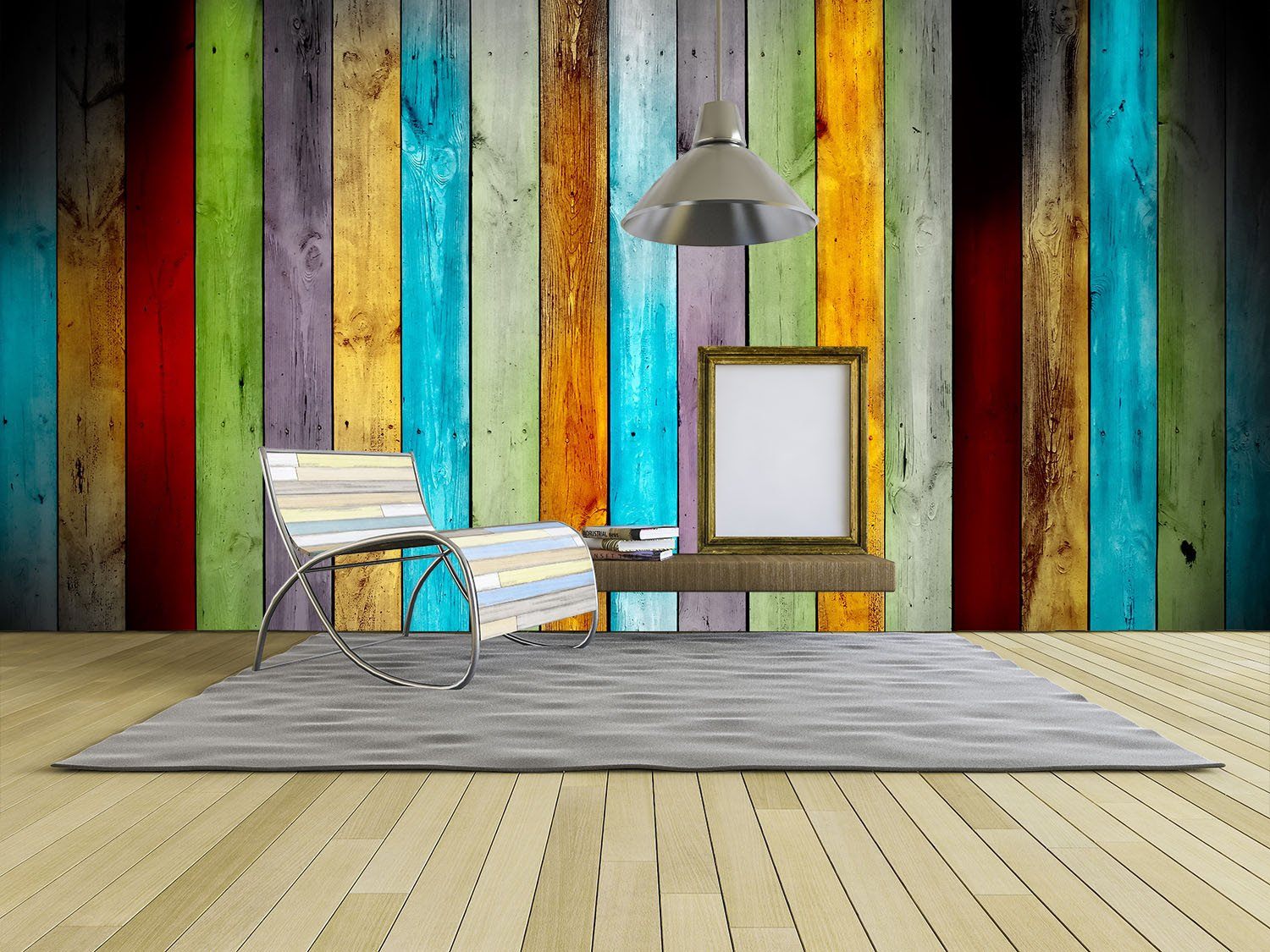 Colorful Wooden Boards Wallpaper AJ Wallpaper