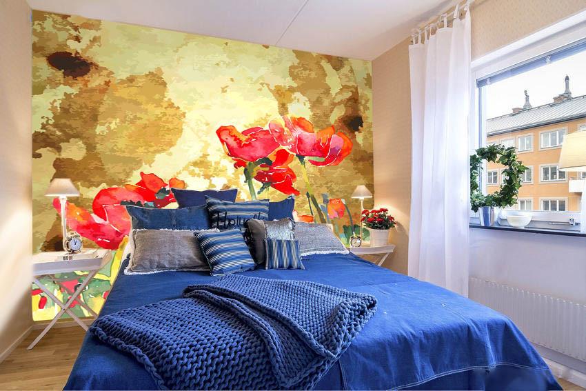 Red Flowers 2 Paint Wallpaper AJ Wallpaper