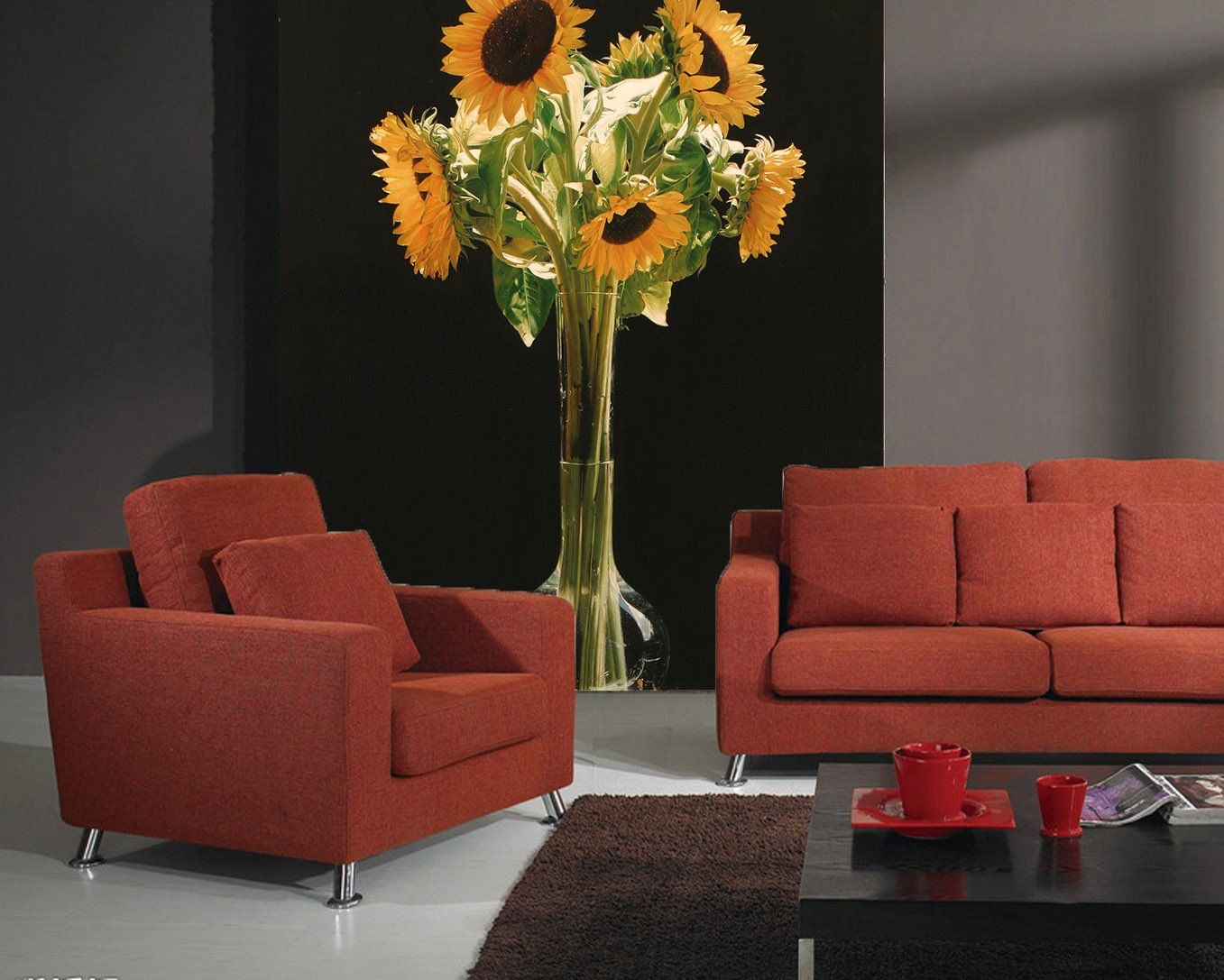 Elegant Sunflowers Vase Wallpaper AJ Wallpaper