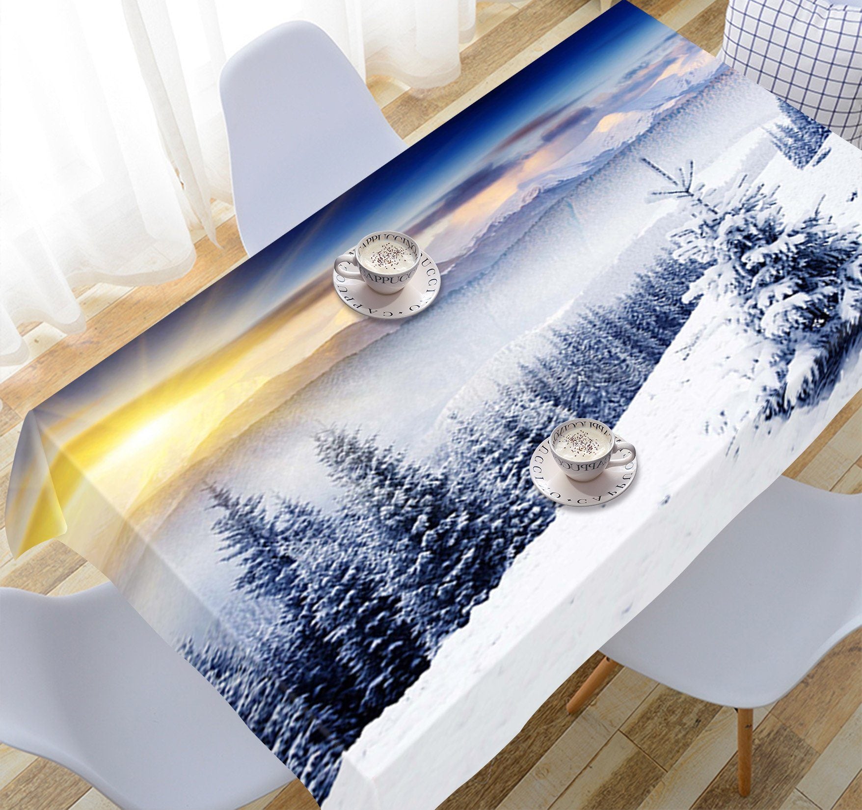 3D Snow Forest Bright Sun 32 Tablecloths Wallpaper AJ Wallpaper
