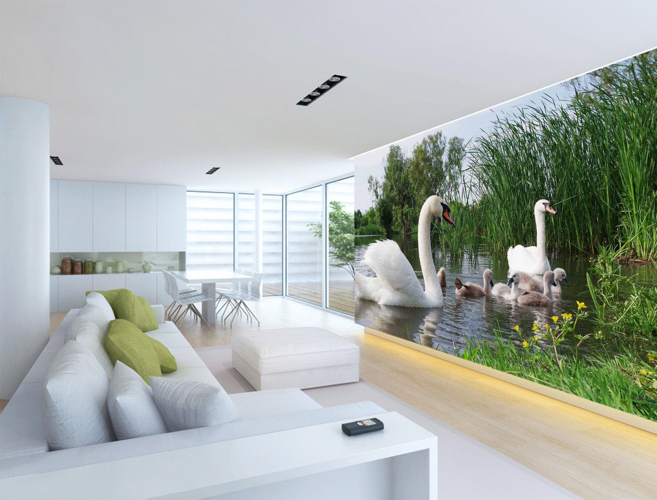 3D Swan Lake 1074 Wall Murals Wallpaper AJ Wallpaper 2