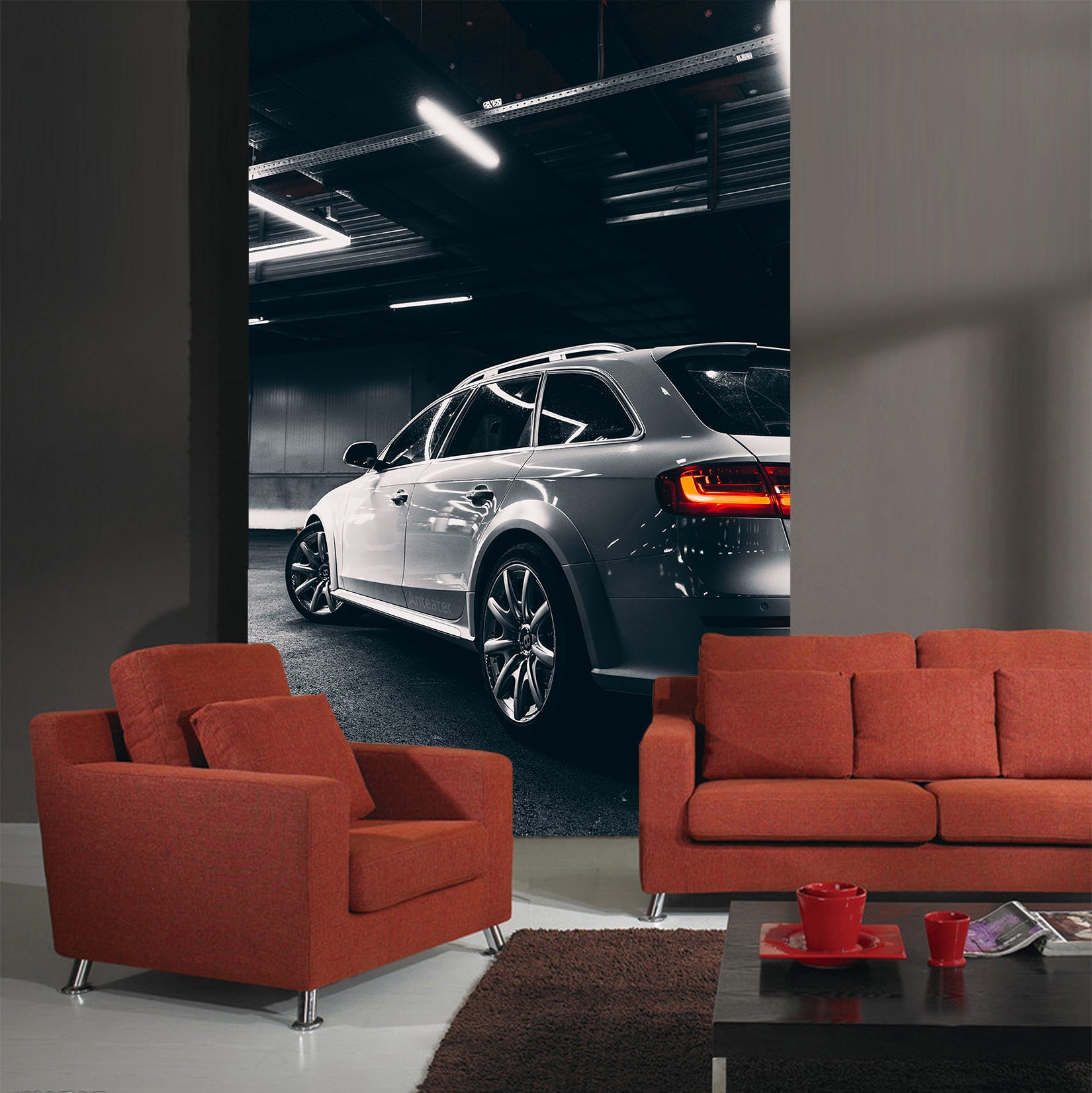 3D Silver Super Run 447 Vehicle Wall Murals
