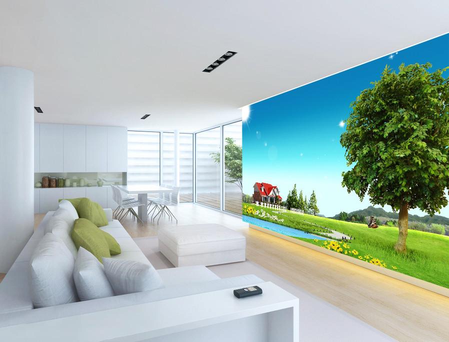 3D Green Tree Blue Sky 03 Wallpaper AJ Wallpaper