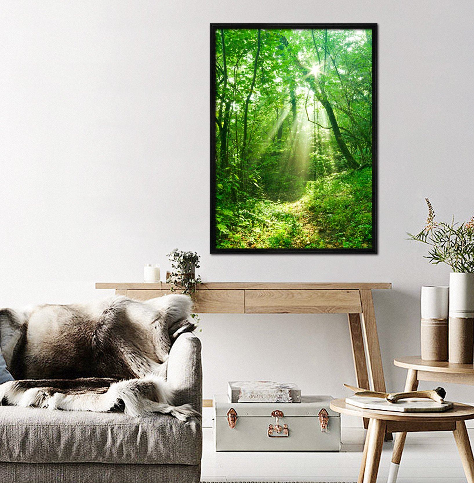3D Forest Sunshine 123 Fake Framed Print Painting Wallpaper AJ Creativity Home