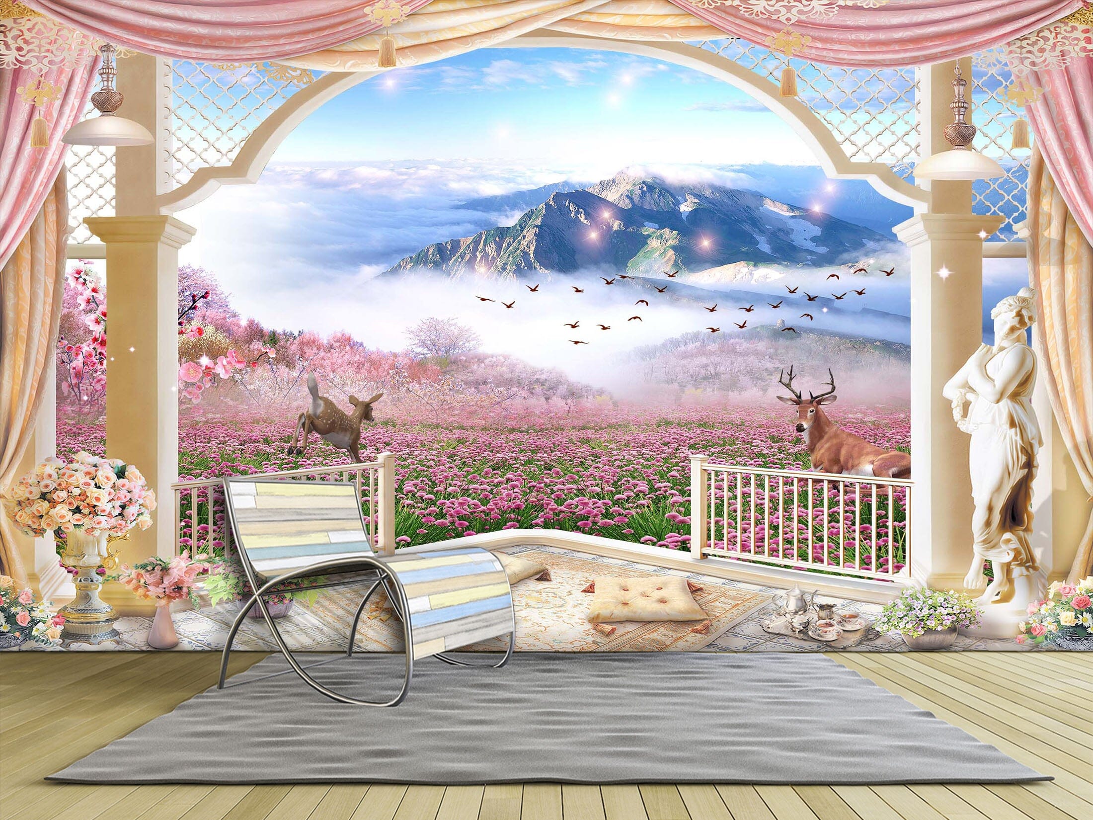 3D Flower Valley 2077 Wall Murals Wallpaper AJ Wallpaper 2