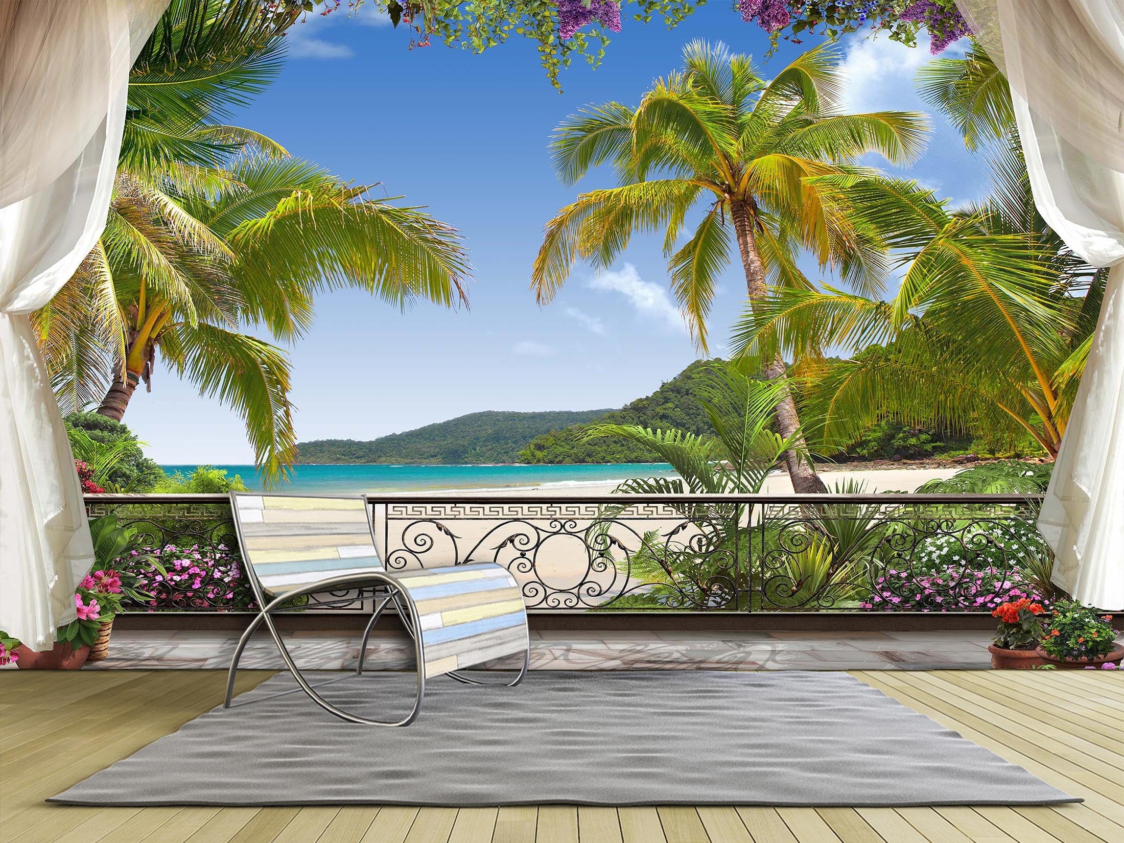 3D Coconut Palm Tree 2049 Wall Murals Wallpaper AJ Wallpaper 2