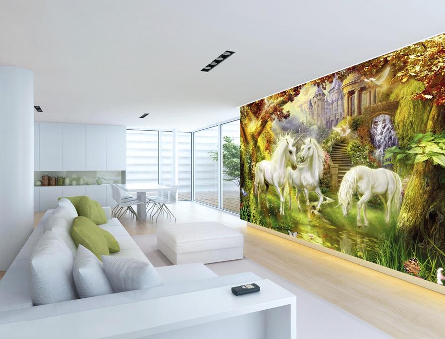 3D White Horses Forest 424 Wallpaper AJ Wallpaper