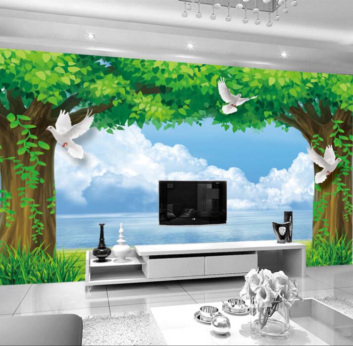 Ocean And Grassland Wallpaper AJ Wallpaper 2