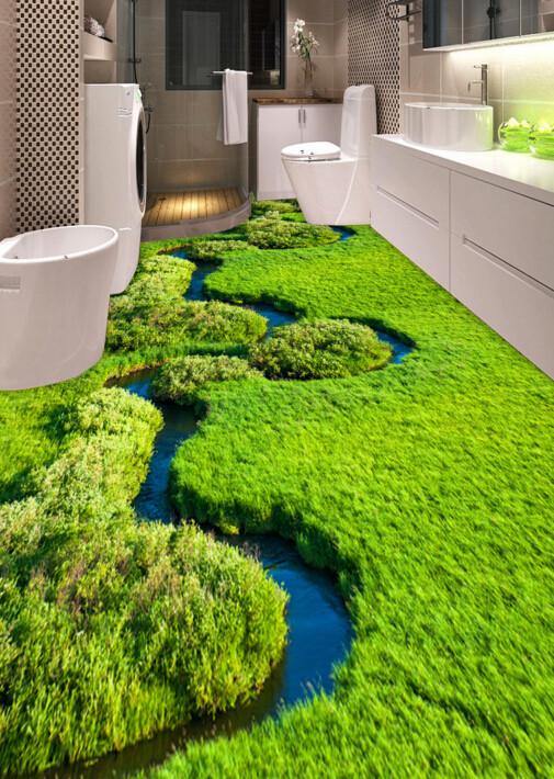 3D Prairie Winding River Floor Mural Wallpaper AJ Wallpaper 2