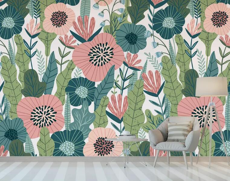 3D Colored Flowers 1373 Wall Murals Wallpaper AJ Wallpaper 2