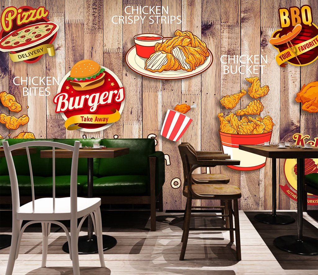 3D Pizza Burger 817 Food Wall Murals Wallpaper AJ Wallpaper 2