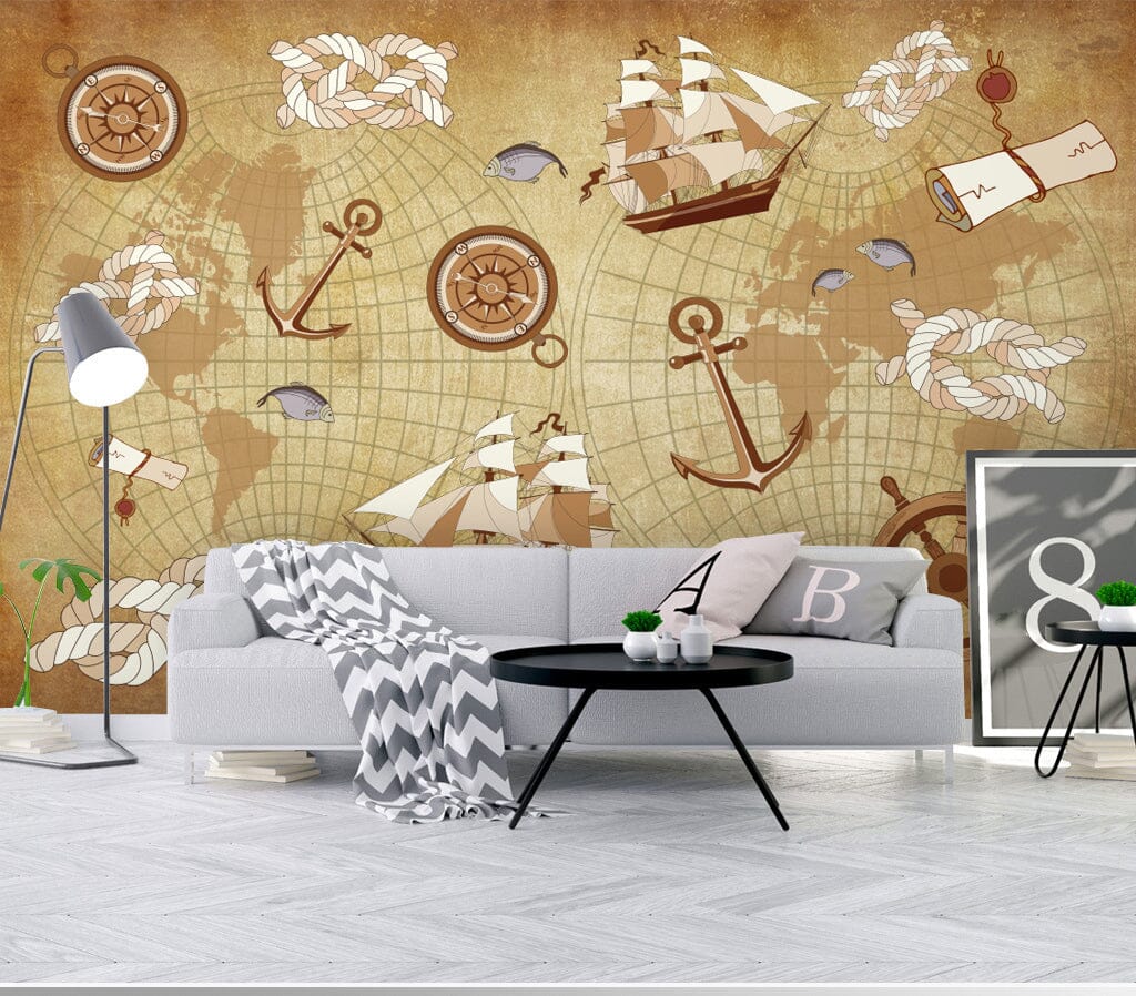 3D Sailing Gear WC008 Wall Murals Wallpaper AJ Wallpaper 2