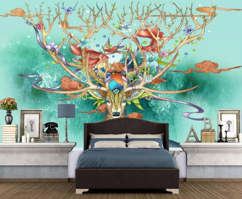 3D Color Deer 1174 Wall Murals Wallpaper AJ Wallpaper 2