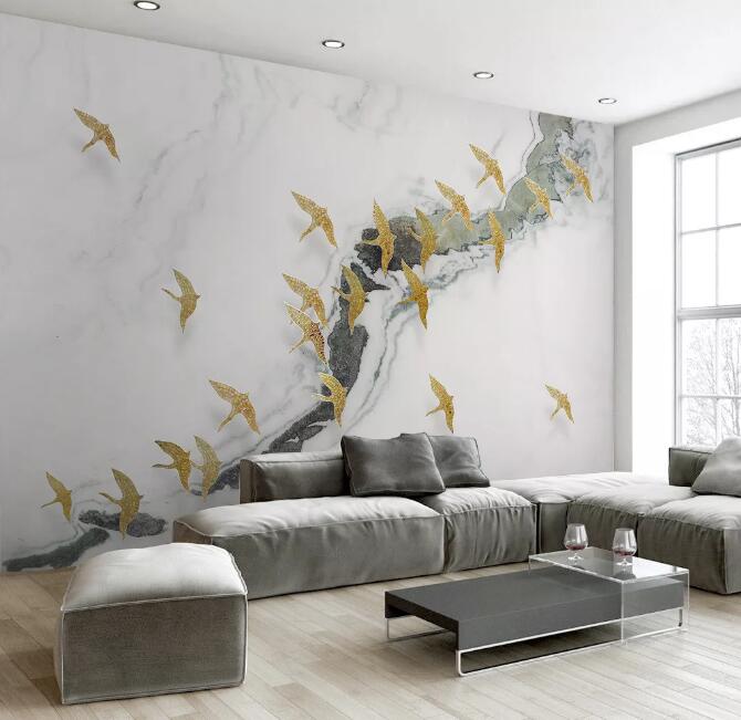 3D Golden Bird 1163 Wall Murals Wallpaper AJ Wallpaper 2