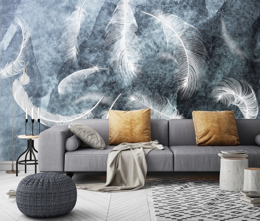 3D Gray Feather 601 Wall Murals Wallpaper AJ Wallpaper 2