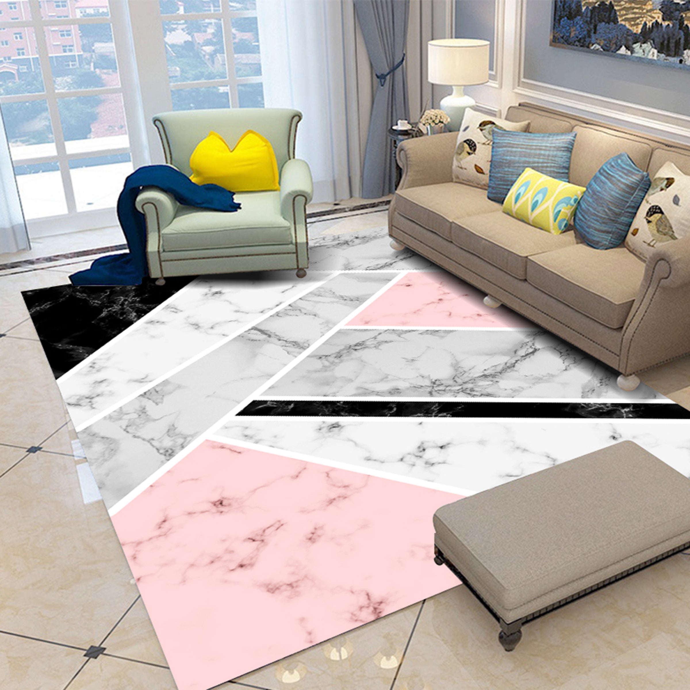 3D Colored Geometric Pattern WG449 Non Slip Rug Mat Mat AJ Creativity Home