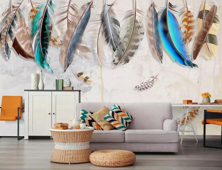 3D Colored Feather 346 Wall Murals Wallpaper AJ Wallpaper 2