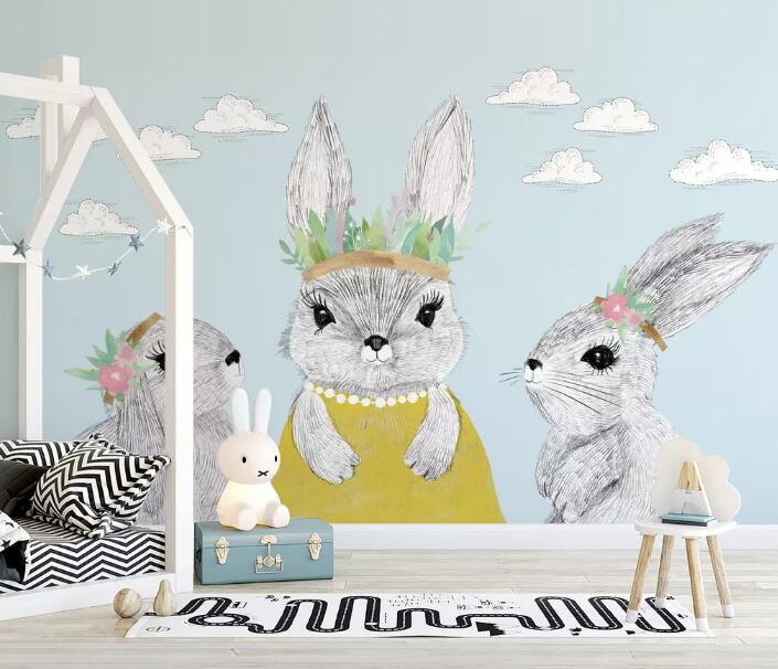 3D Cute Rabbit 478 Wall Murals Wallpaper AJ Wallpaper 2
